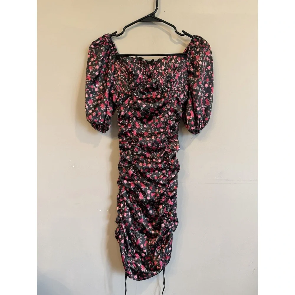 For Love and Lemons Melrose Floral Ruched Lace Mini Dress Size XS